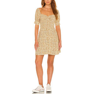 Faithfull The Brand 'Dulcia' Tan Bow Detail Mini Dress Size XL